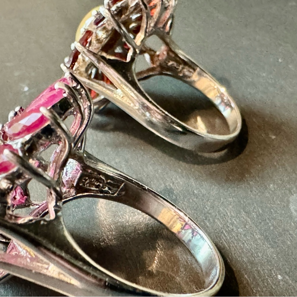 Opal And Garnet Or Ruby Sunburst Ring - image 6